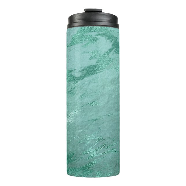 Molten Jade | Smarald Green Luxury Marble Thermosbecher (Vorderseite)