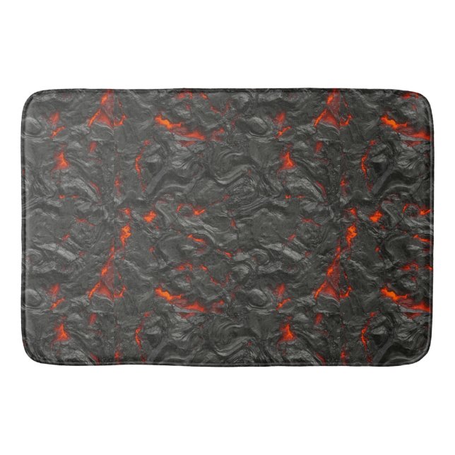 Molten Lava Vulkan schwarz und rot Badematte (Vorderseite)