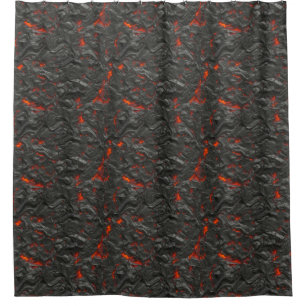 Molten Lava Vulkan schwarz und rot Duschvorhang