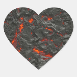 Molten Lava Vulkan schwarz und rot Herz-Aufkleber