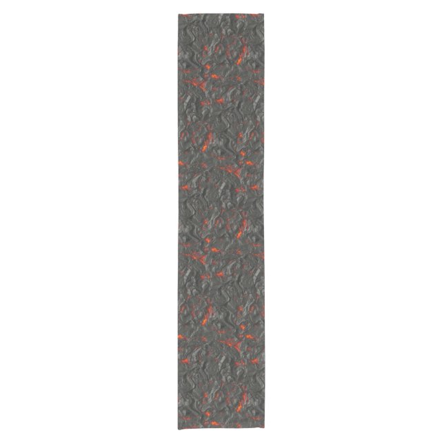 Molten Lava Vulkan schwarz und rot Kurzer Tischläufer (Vorderseite)