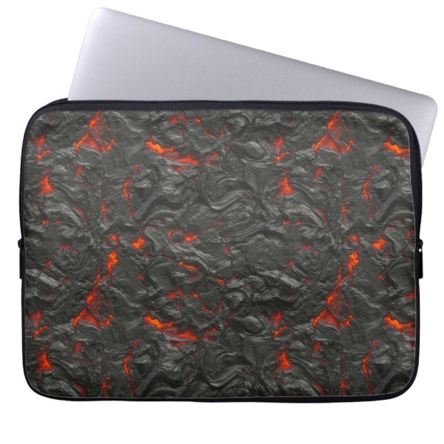 Molten Lava Vulkan schwarz und rot Laptopschutzhülle (Vorderseite)