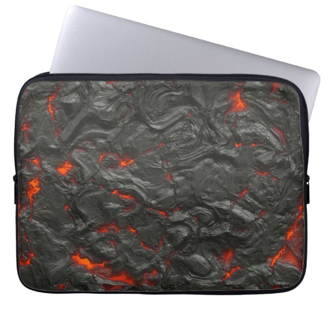 Molten Lava Vulkan schwarz und rot Laptopschutzhülle (Vorderseite)