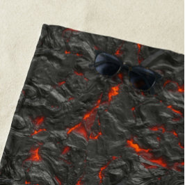 Molten Lava Vulkan schwarz und rot Strandtuch