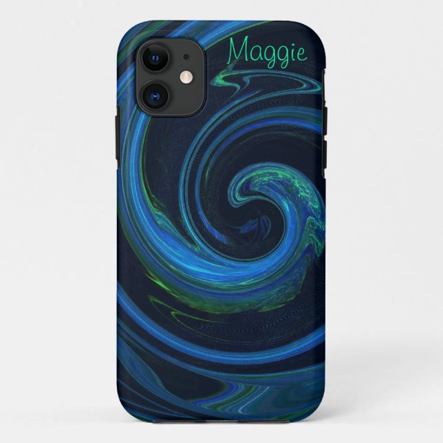 Molten Malachite Azurite Abstrakt Wave Case-Mate iPhone Hülle (Rückseite)