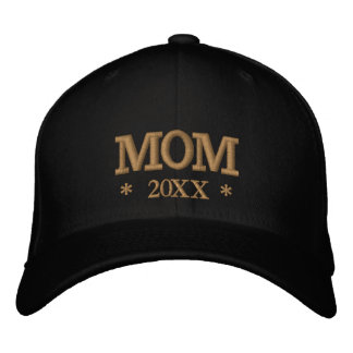 MOM 20XX bestickte Baseballkappe gold / weiß