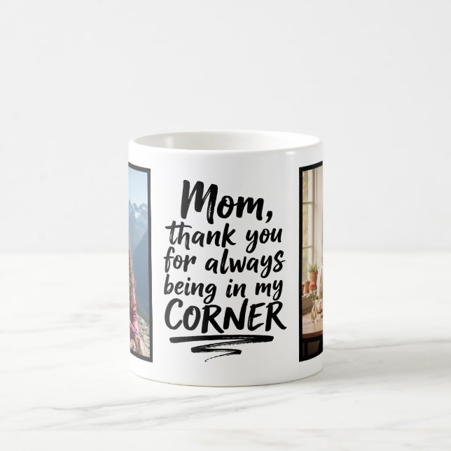 Mom Always In My Corner Brush Script Two Photos Kaffeetasse (Mittel)