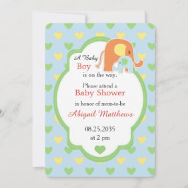 Mom and Baby Boy Elephant Shower Invitation Einladung