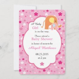 Mom and Baby Girl Elephant Shower Invitation Einladung