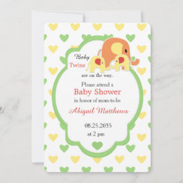 Mom and Baby Twins Elephant Shower Invitation Einladung