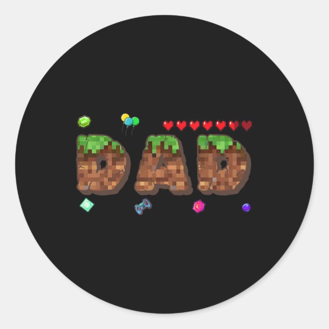 Mom And Dad Of The Birthday Boy Pixel Game Matchin Runder Aufkleber (Vorderseite)