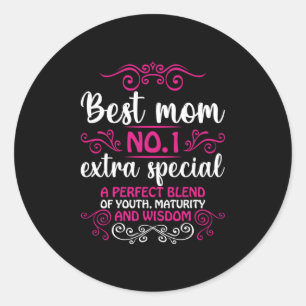 Mom Art Best Mom Number One Runder Aufkleber