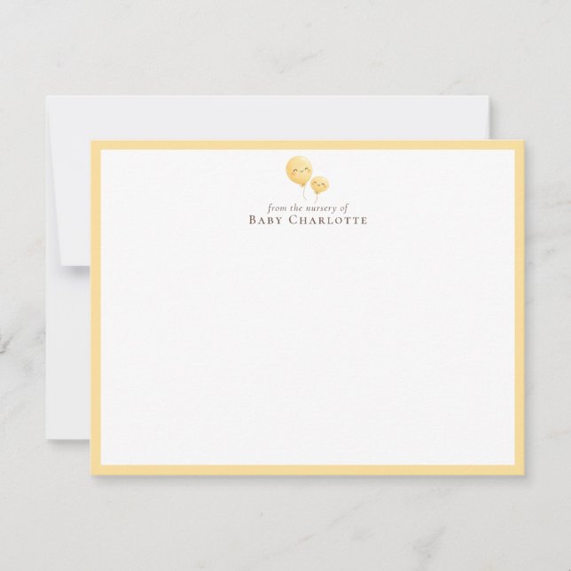 Mom & Baby Balloon Nursery Note Card. Personalized Mitteilungskarte (Vorderseite)