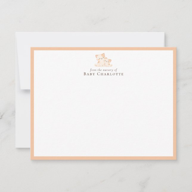Mom & Baby Cat Nursery Note Card – Personalized Mitteilungskarte (Vorderseite)