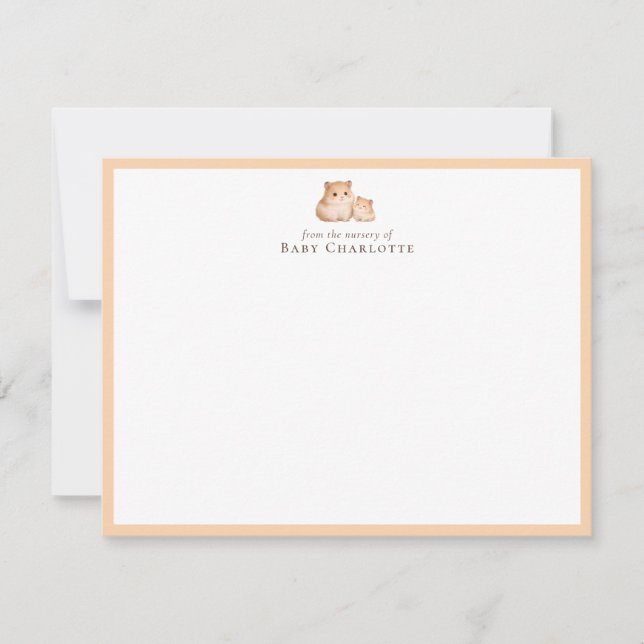 Mom & Baby Hamster Nursery Note Card. Personalized Mitteilungskarte (Vorderseite)