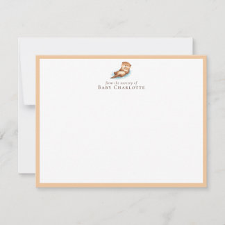 Mom & Baby Otter Nursery Note Card – Personalized Mitteilungskarte