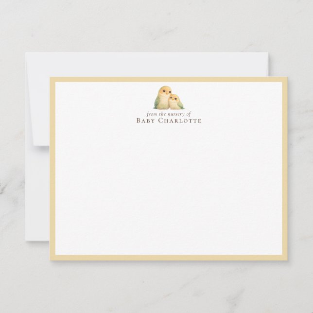 Mom & Baby Parrot Nursery Note Card – Personalized Mitteilungskarte (Vorderseite)
