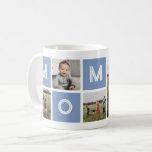 Mom Blue Birthday Custom 5 Photo Kaffeetasse<br><div class="desc">Create a beautiful photo coffee mug for your mom. Perfect Mother's day,  Christmas or a birthday gift.</div>