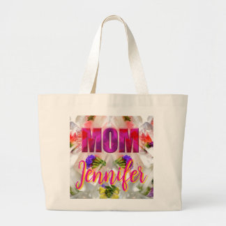 'Mom-Boss-Fire' – Diseño floral en cubos Jumbo Stoffbeutel