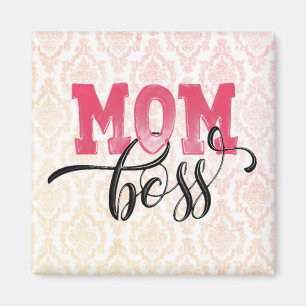 MOM BOSS - Magnet de la fête des Mères rose élégan