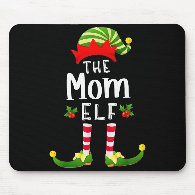 Mom Christmas Elf Matching Pajama X-mas Party  Mousepad (Vorne)