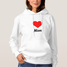 Mom - Classic Red Heart Typography Hoodie