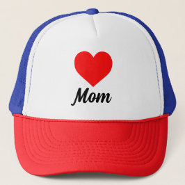 Mom - Classic Red Heart Typography Truckerkappe