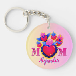 MOM Corazones rosas de Mamá Editable Nombre Schlüsselanhänger