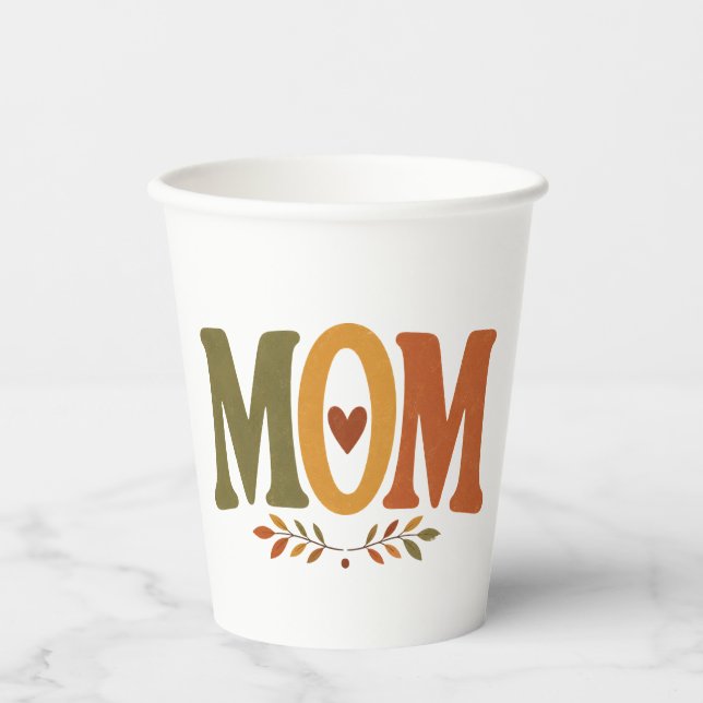 MOM Cozy Fall Herbst Mutterschaft Pappbecher (Vorderseite)