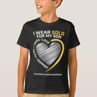 Mom Dad I Wear Gold For My Son Childhood Cancer Aw T-Shirt