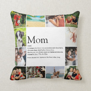 Mom Definition Quote 12 Photo Collage Kissen