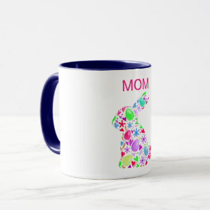 "MOM" EASTER EGG RABBIT DANS LA MUG PASTEL COLORS