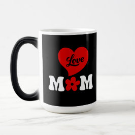 Mom elegant black & white cute red heart verwandlungstasse