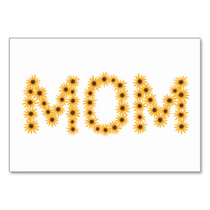 MOM épelé avec des tournesols, lecture de cartes