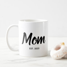  Mom Established Black Script Custom Year Kaffeetasse