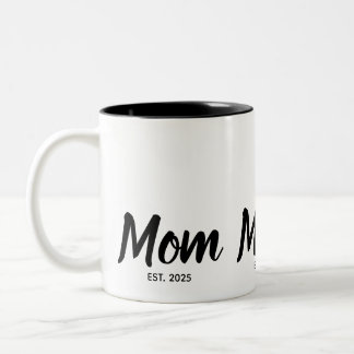 Mom Established Black Script Custom Year Zweifarbige Tasse