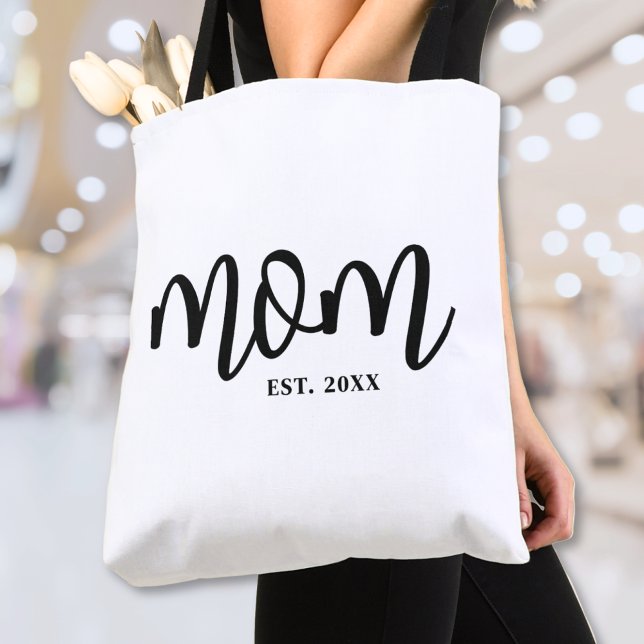 Mom Established Black Script Mother's Tasche (Mom Established Black Script Mother's Tote Bag)