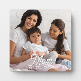 Mom Established Black White Script Photo Fotoplatte
