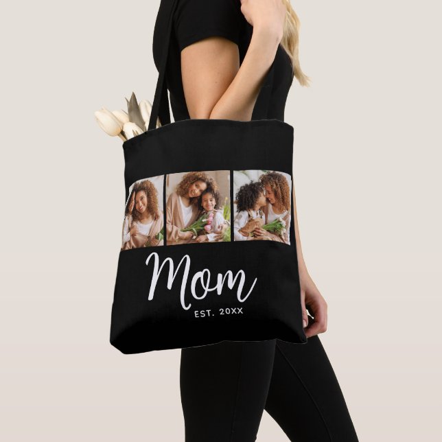 Mom Established Date White Script Black 3 Photo Tasche (Von Nahem)