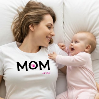 Mom Established Double Nested Pink Heart T-Shirt