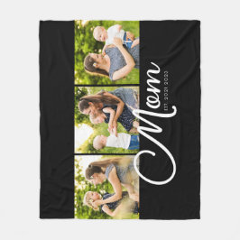Mom Established Elegant Script Black 3 Photo  Fleecedecke