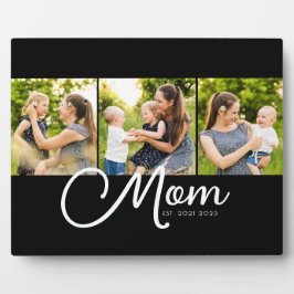 Mom Established Elegant Script Black 3 Photo  Fotoplatte