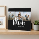 Mom Established Elegant Script Black 3 Photo Fotoplatte<br><div class="desc">Black White Mom Established Script 3 Photo Elegant Modern Design. Customize it. Replace the photos with your own of your kids and change the years to the years you became a mom.</div>