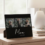Mom Established Elegant Script Black 3 Photo Fotoplatte<br><div class="desc">Black White Mom Established Script Black 3 Photo Design. Replace the photos with your own of your kids and change the years to the years you became a mom. Created by Simply Farmhouse Press.</div>