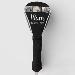 Mom Established Elegant Script Black 3 Photo Golf Headcover