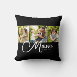 Mom Established Elegant Script Black 3 Photo  Kissen
