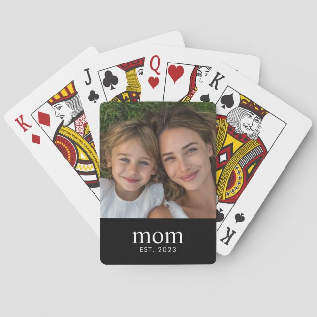 Mom Established Modern Black Photo Spielkarten (Rückseite)