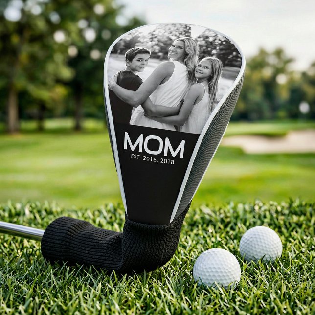 Mom Established Modern Bold Photo Golf Headcover (Von Creator hochgeladen)