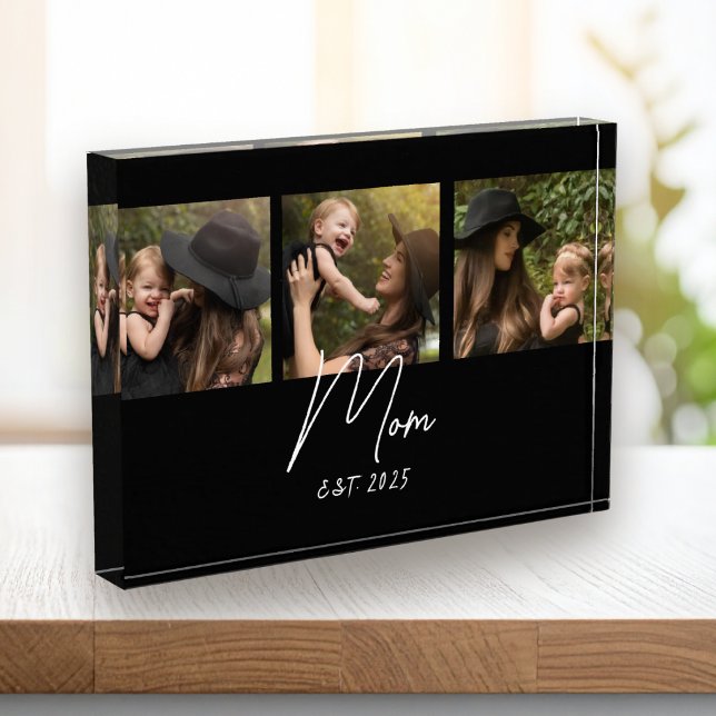 Mom Established Modern Bold Script Black 3 Photo Fotoblock (Von Creator hochgeladen)