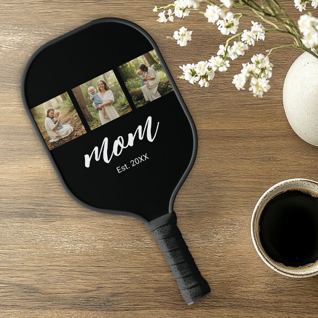 Mom Established Modern Script 3 Photo Pickleball Schläger (Von Creator hochgeladen)